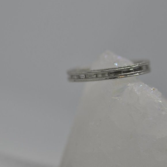 David Klass Engraved 1.04Ct Solid Platinum Baguett - Picture 11 of 12